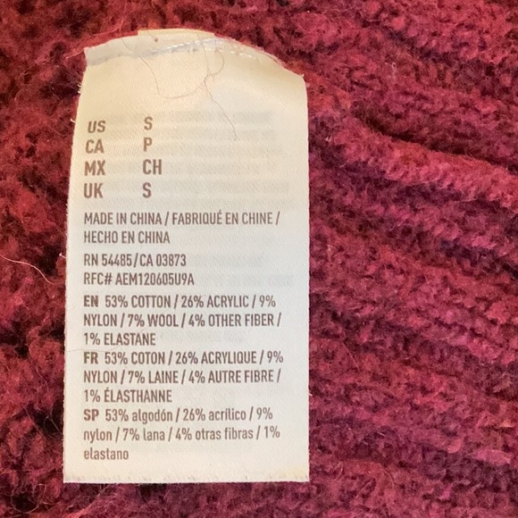 AMERICAN EAGLE Wine Cotton Wool Blend Knit Tunic Roomy Sweater - Picture 10 of 11